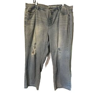 Wallflower‎ Fearless Curvy Super High Rise Straight Jeans Women's 20W Distressed